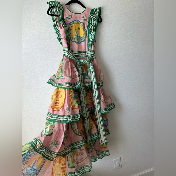 ALEMAIS PORCELAIN FRILL MIDI DRESS - Picture 9 of 12